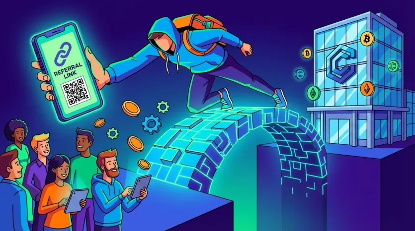 리퍼럴 마케팅 수익 공유 디지털 일러스트: 파이 차트, 추천 보상, 벡터 아트