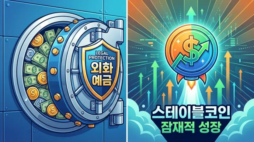 외화 예금 안전 보관, 스테이블 코인 성장 일러스트