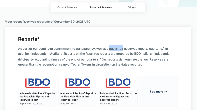 테더 지급준비금 보고서: BDO 감사 보고서 목록 및 요약